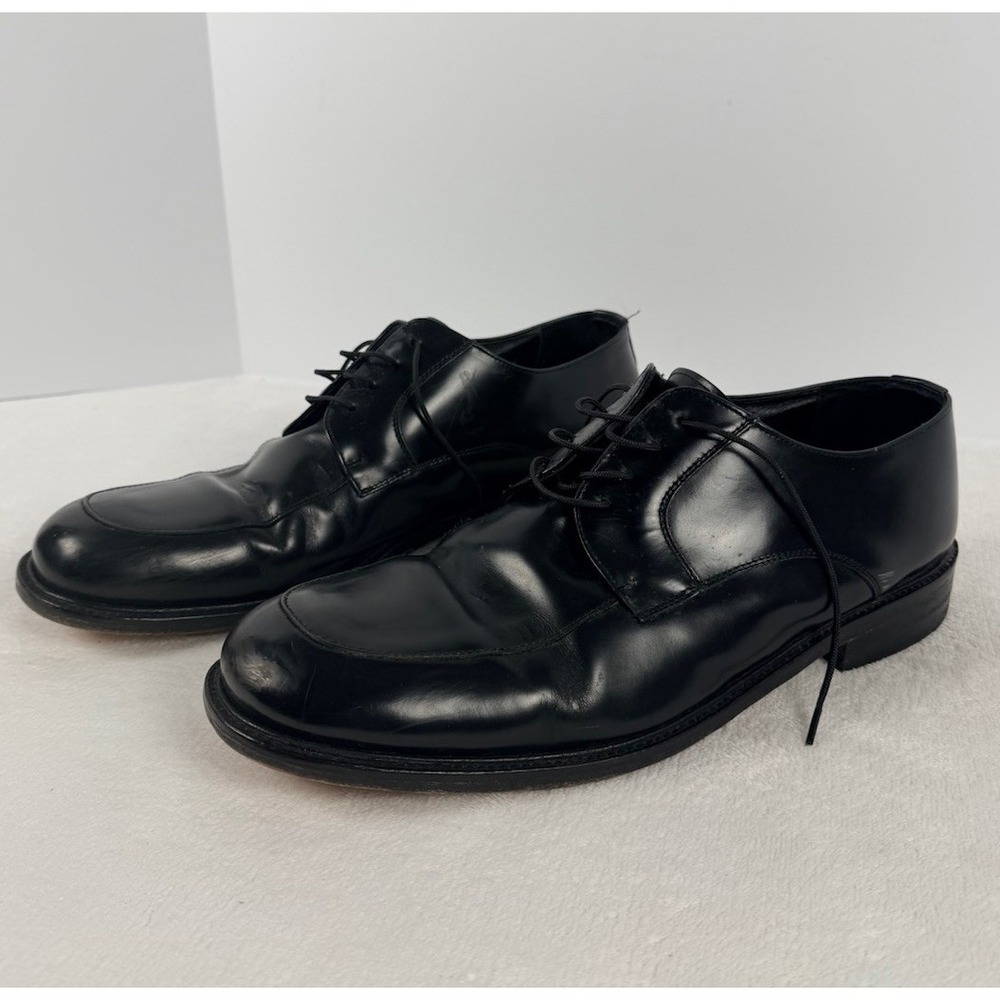 Vintage Nettleton Black Leather Apron Toe Derby Dress Shoes Mens 13 M USA